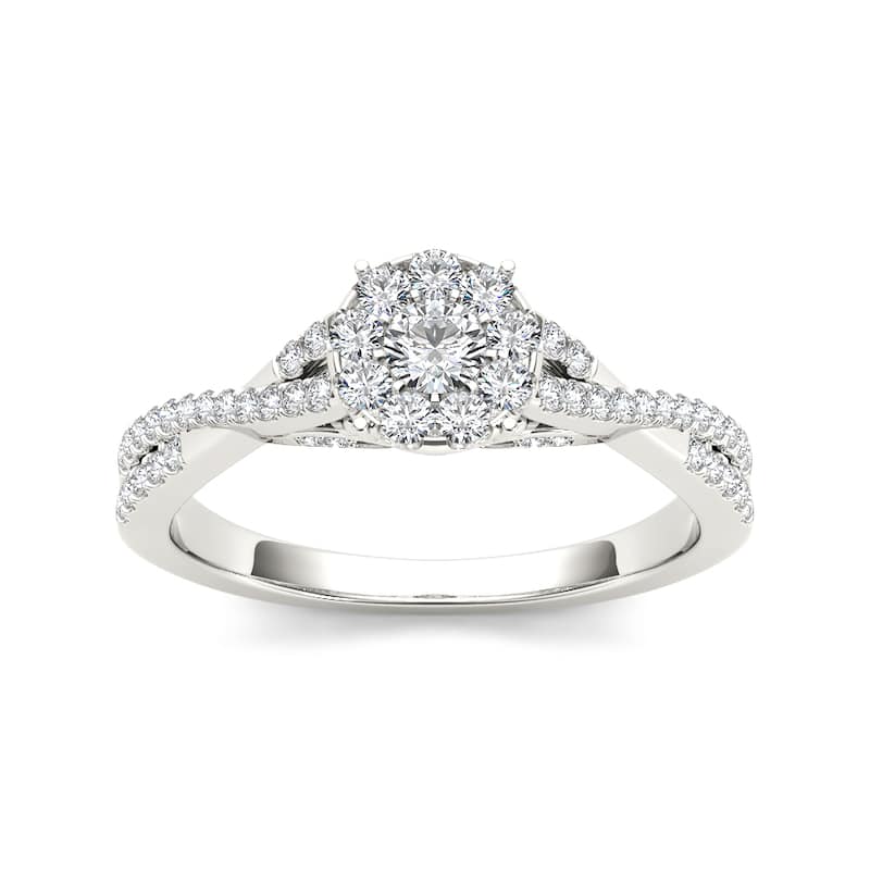 De Couer IGI Certified 10k Gold 1/2ct TDW Diamond Halo Engagement Ring - 7 - White