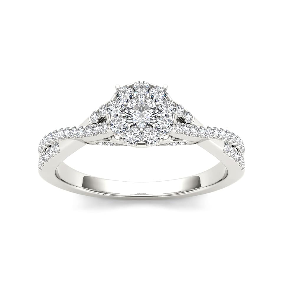 De Couer IGI Certified 10k Gold 1/2ct TDW Diamond Halo Engagement Ring