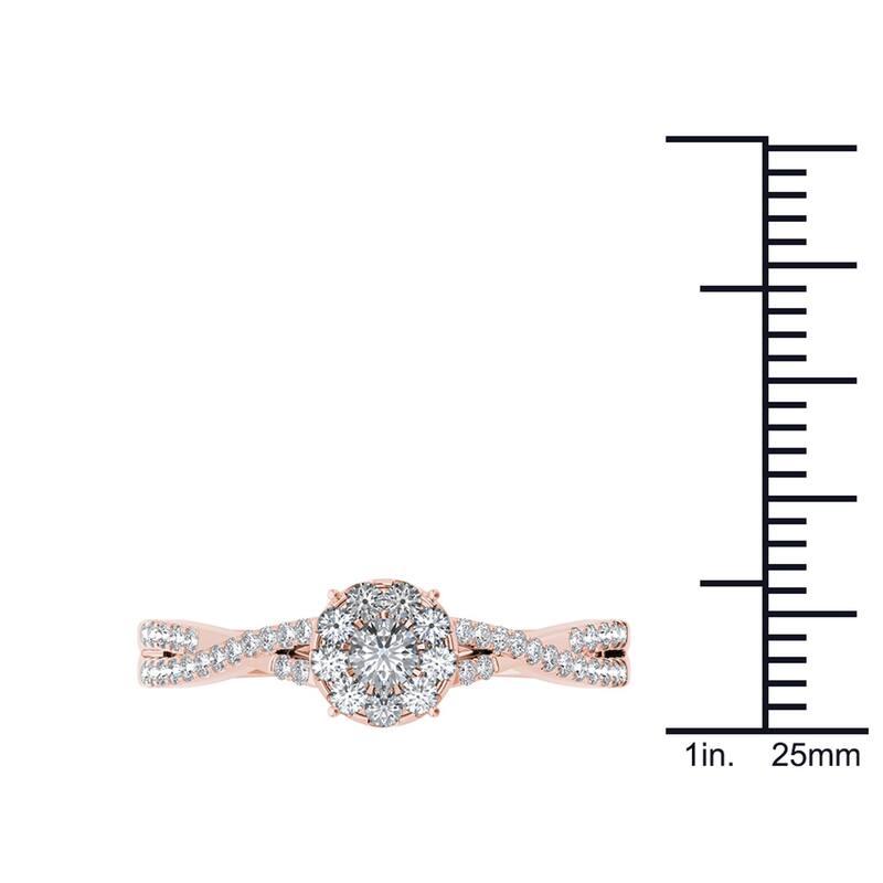 De Couer IGI Certified 10k Gold 1/2ct TDW Diamond Halo Engagement Ring