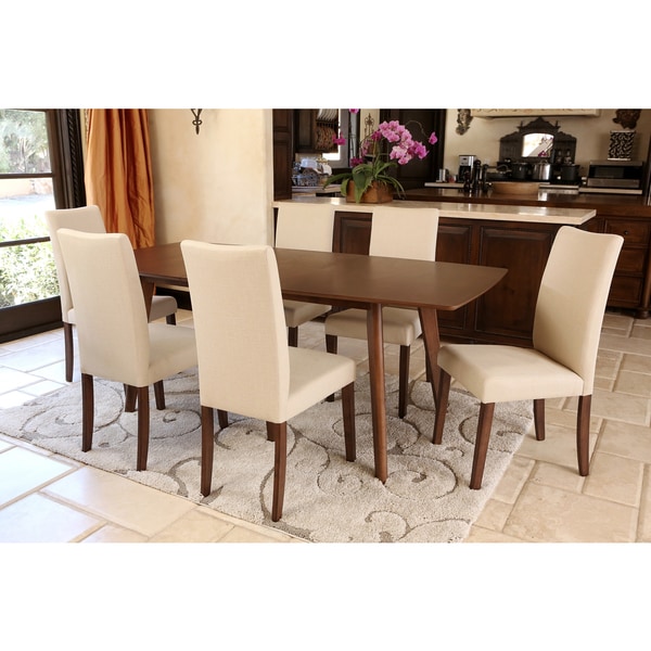 Abbyson Living Leonis Walnut Wood Expandable 7 piece Dining Set