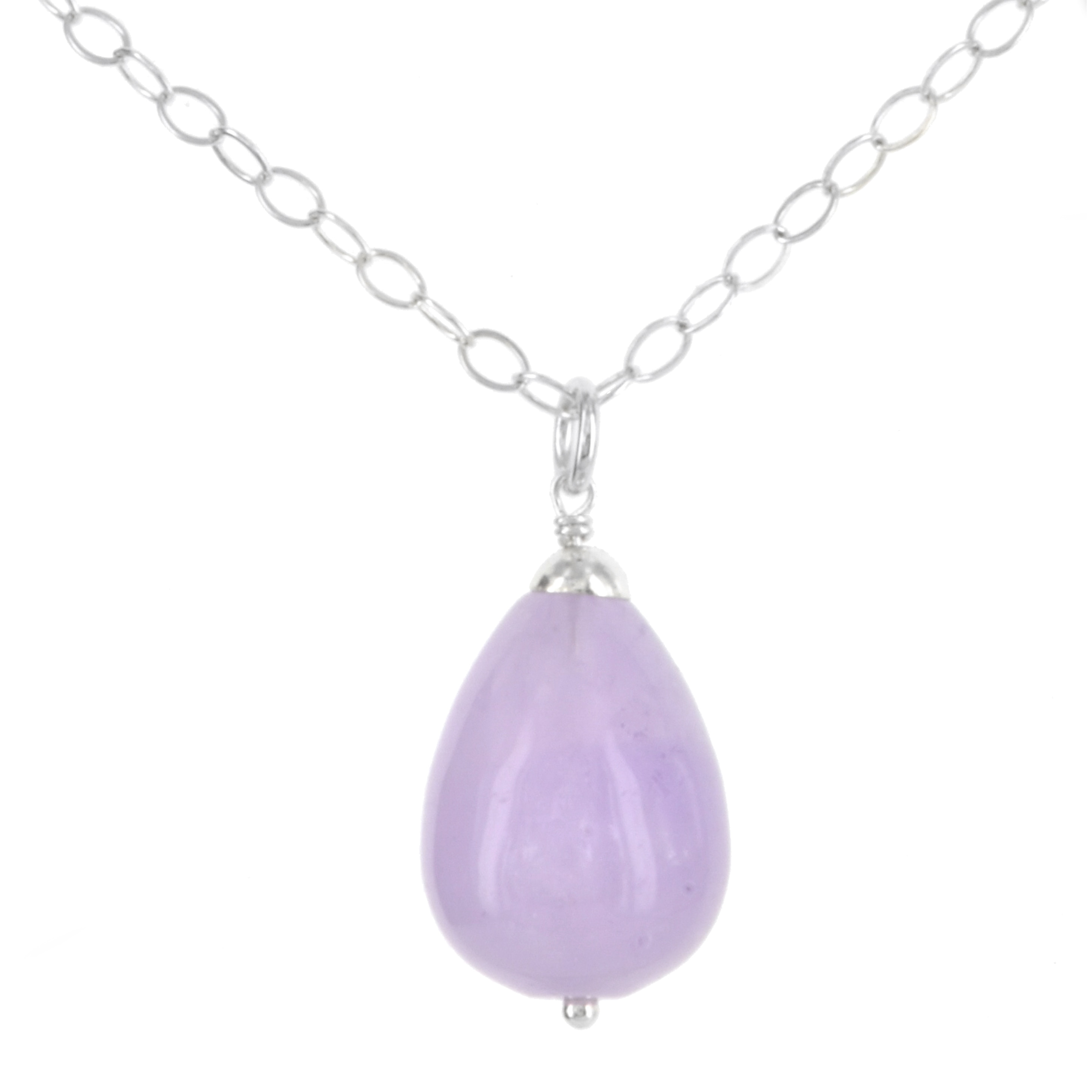 Amethyst gemstone pendant on a sterling silver necklace