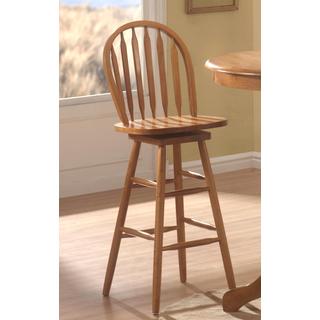 solid medium oak windsor back swivel height bar stool