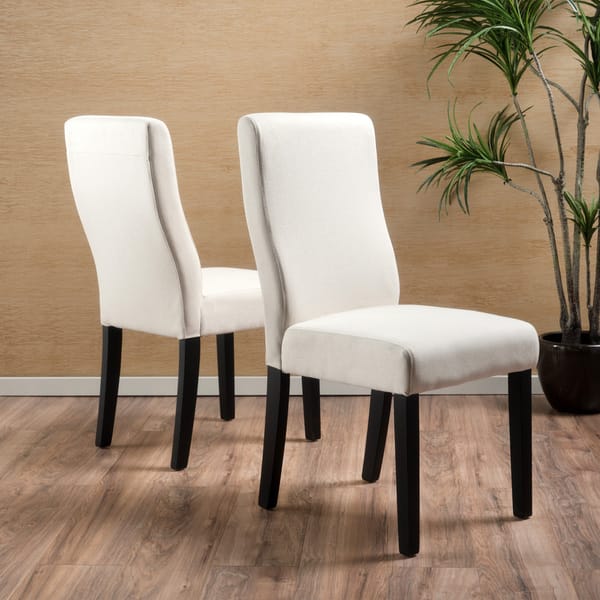 slide 2 of 11, Corbin Contemporary Fabric Dining Chair (Set of 2) by Christopher Knight Home Corbin Ivory