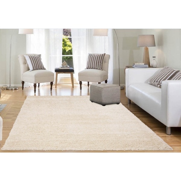 Home Dynamix Himalaya Collection Ivory Area Machine Made Polypropylene Area Rug Shag (5'3x7'7)