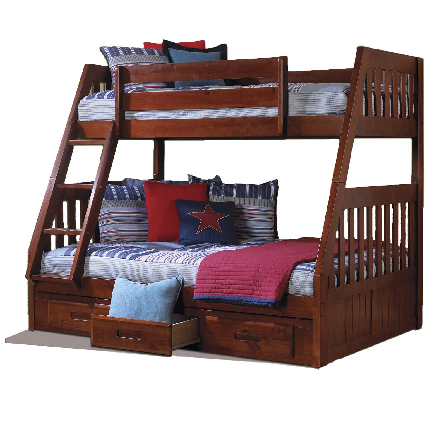Shop Solid Pine Twin Over Full Bunk Bed With Drawers Free