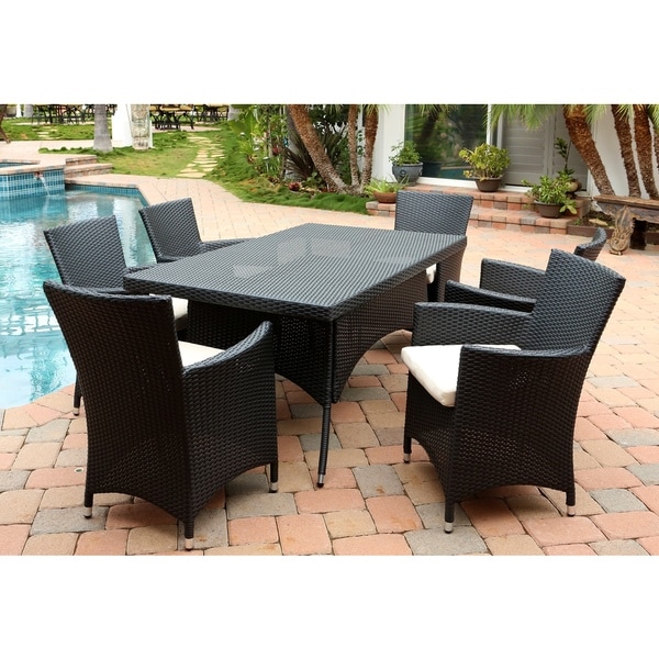 ABBYSON LIVING Pasadena Outdoor Black Wicker 7 piece Dining Set