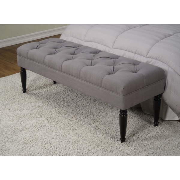 Shop Claudia Diamond Wale Grey Tufted Bench Sale