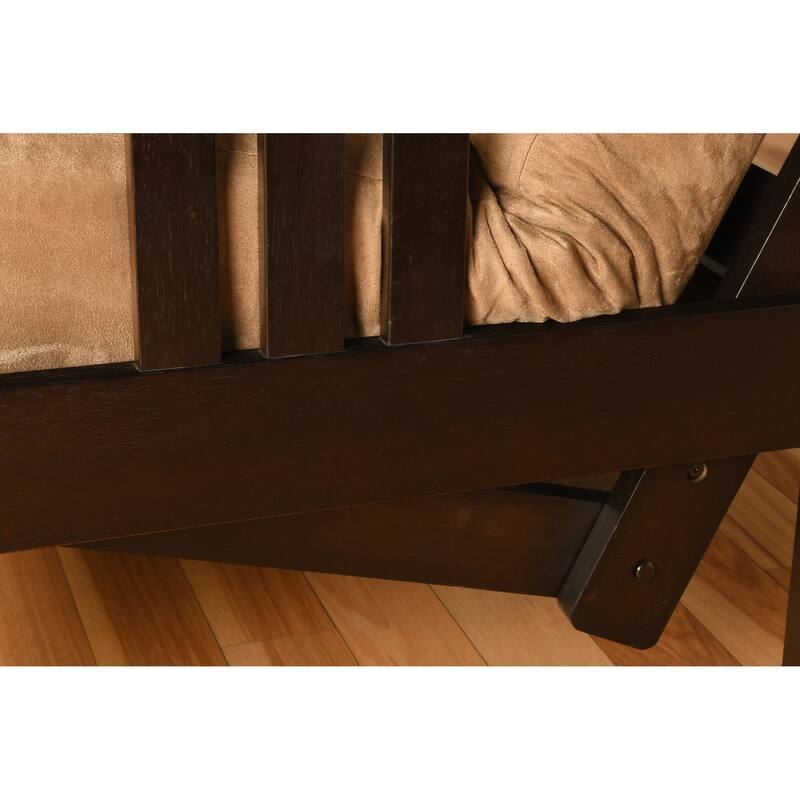 Porch & Den DeSoto Hardwood/ Suede Queensize Futon Set Bed Bath