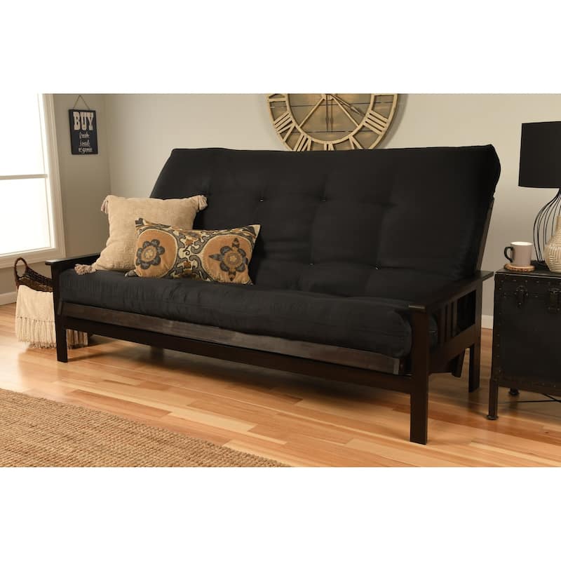 Porch & Den DeSoto Hardwood/ Suede Queen-size Futon Set - Black