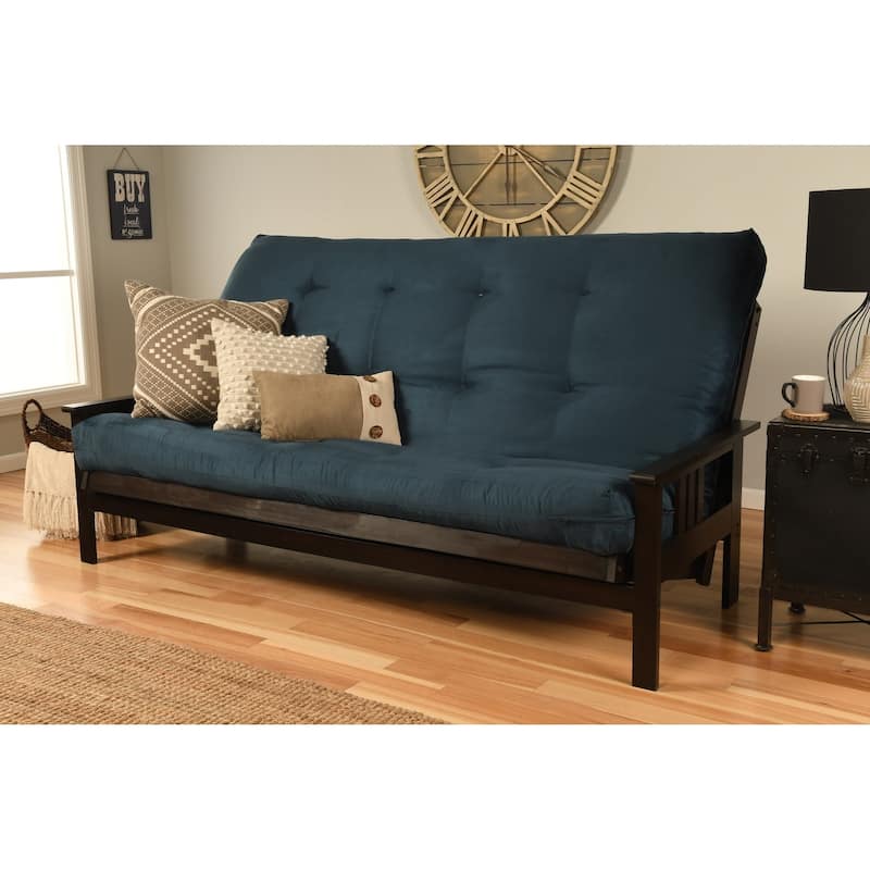 Porch & Den DeSoto Hardwood/ Suede Queen-size Futon Set - Black/Blue