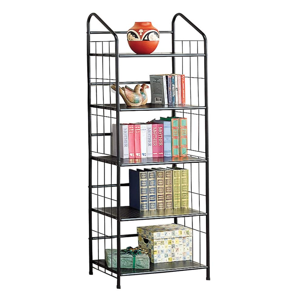 Porch & Den Eglantina Black Metal 5-tier Shelf - 24" x 13.50" x 64"