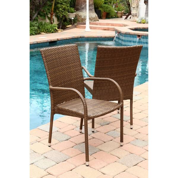 Shop Abbyson Palermo Outdoor Wicker Armchairs Set Of 4 On Sale