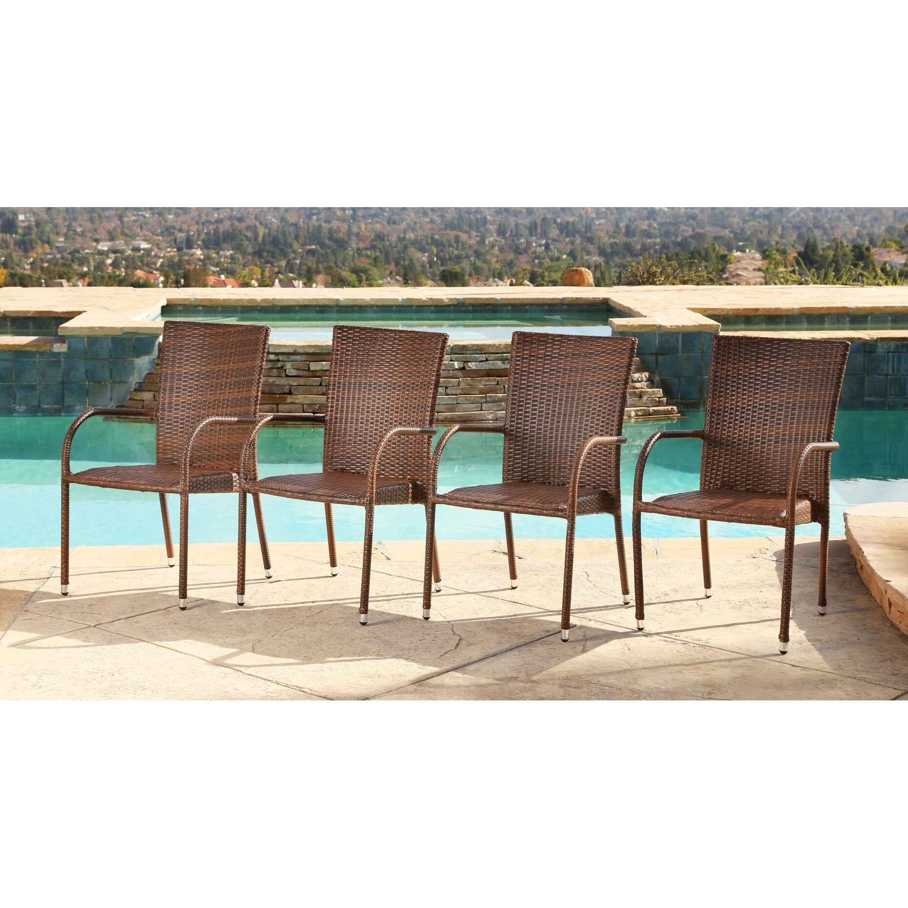 Shop Abbyson Palermo Outdoor Wicker Armchairs Set Of 4 On Sale