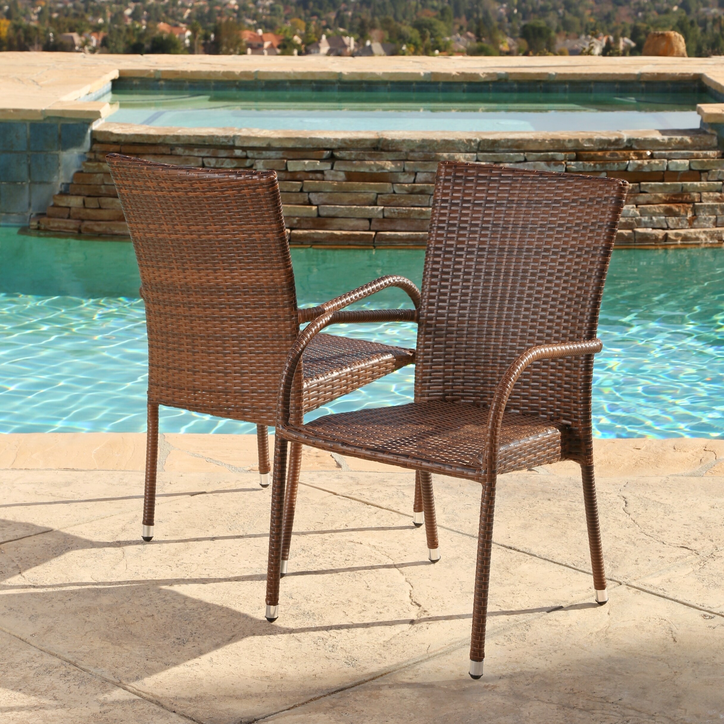Shop Abbyson Palermo Outdoor Wicker Armchairs Set Of 2 Overstock 9250521