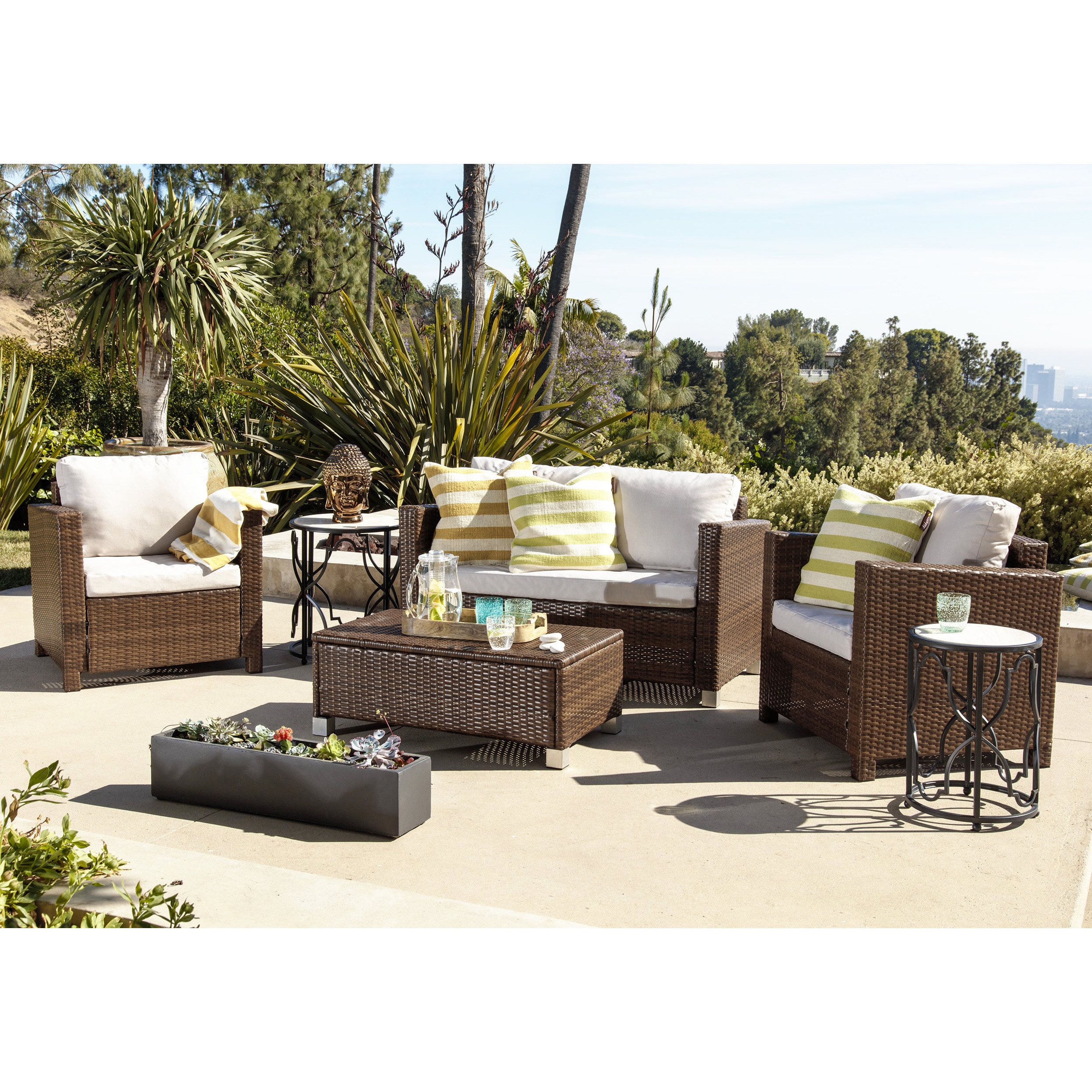 Shop Abbyson Hampton Outdoor Wicker 4 Piece Sofa Set Overstock 9250523