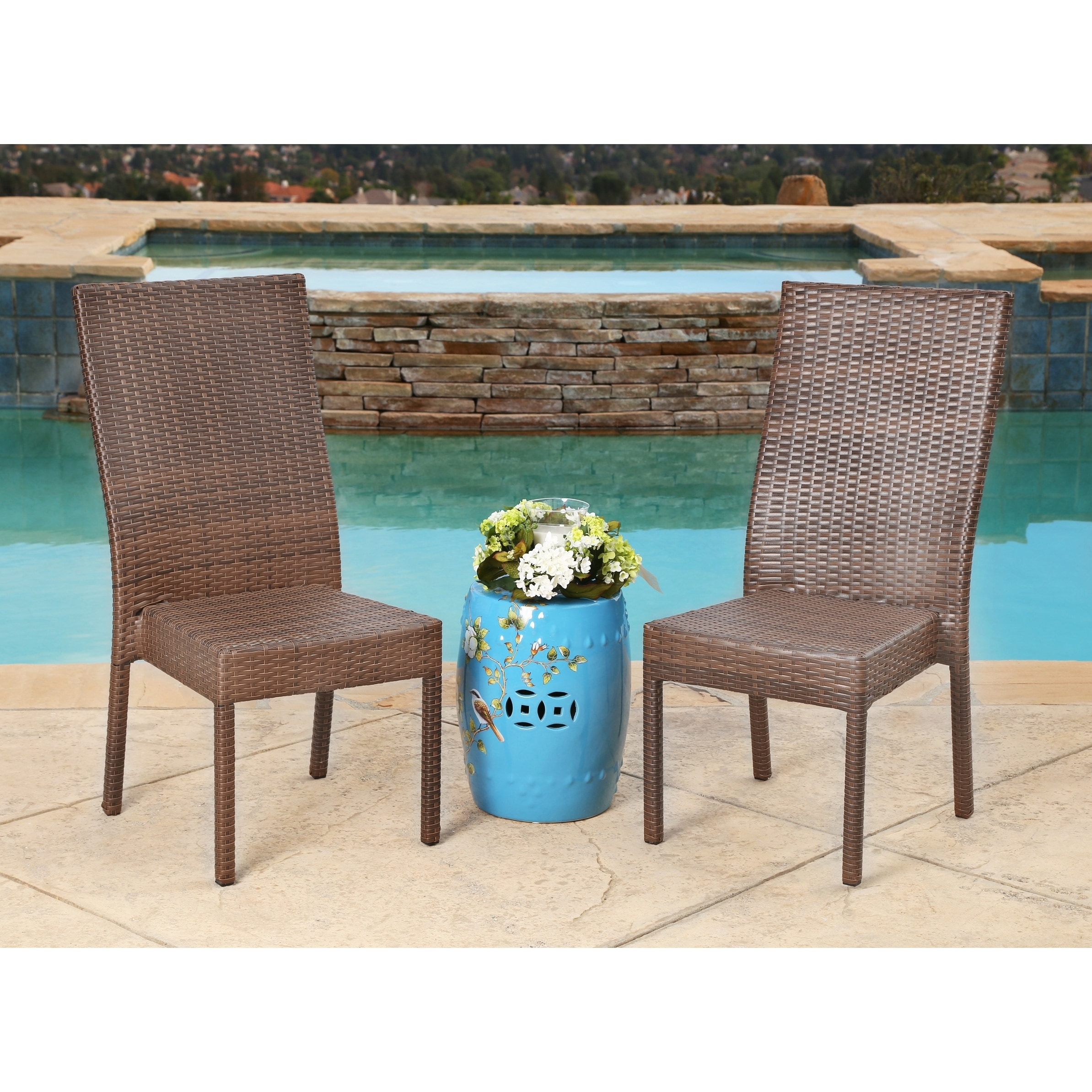 Abbyson Palermo Outdoor Brown Wicker Dining Chairs (Set of Brown eBay