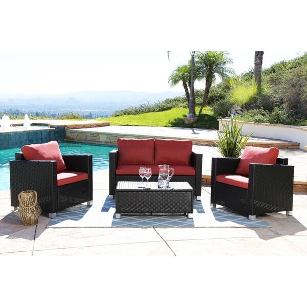 Shop Abbyson Hampton Outdoor Wicker 4 Piece Sofa Set Free