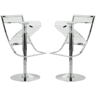 LeisureMod Clifton Clear Acrylic Adjustable Bar Counter Stool Set of 2