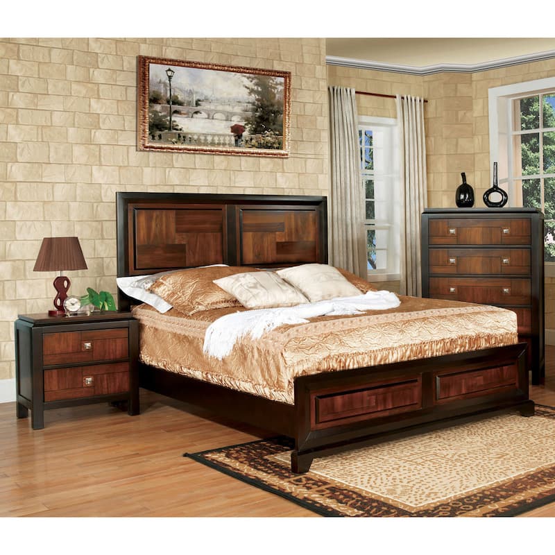 Furniture of America Sigh Rustic Walnut Solid Wood 3-piece Bedroom Set - King