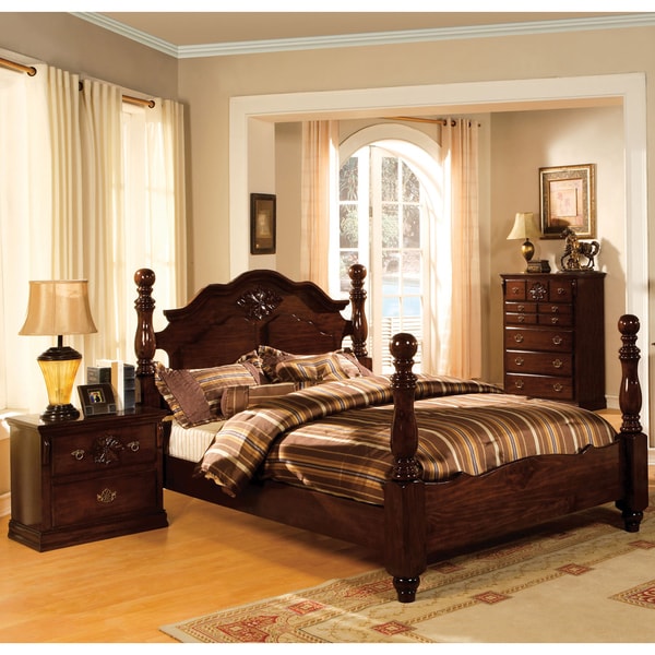 Furniture of America Weston Traditional 3 piece Glossy Dark Pine