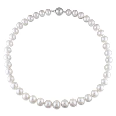 Miadora Signature Collection 14k White Gold South Sea Pearl and Diamond Necklace (9-11 mm)