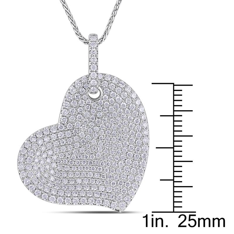 Miadora Signature Collection 14k White Gold 2 1/2ct TDW Pave Diamond Heart Necklace