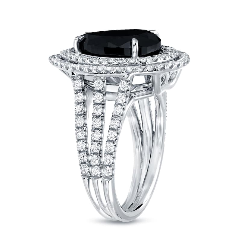 Auriya 18k White Gold 5 3/4ct TDW Pear Cut Black Diamond Ring (G-H, SI1-SI2)