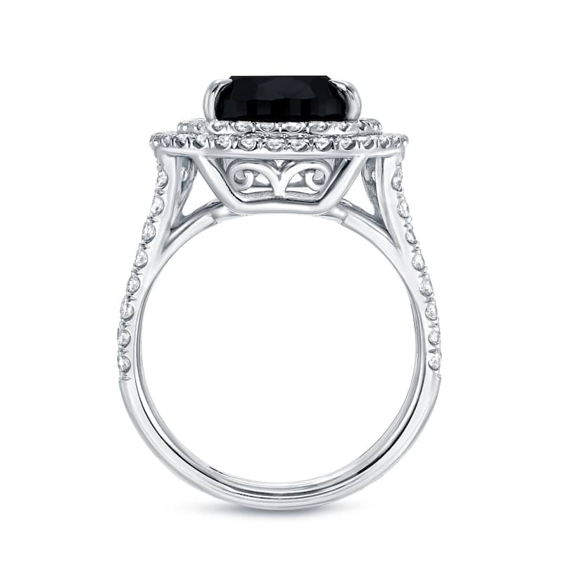 Auriya 18k White Gold 5 3/4ct TDW Pear Cut Black Diamond Ring (G-H, SI1-SI2)