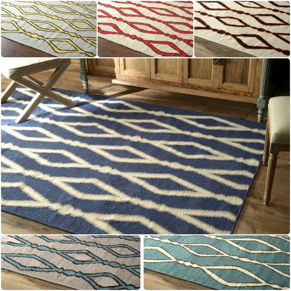 nuLOOM Flatwoven Trellis Wool Fancy Rug (5' x 8') - 5' x 8'
