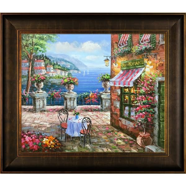 Shop Hand Painted Cafe Italy Framed Canvas Art Overstock