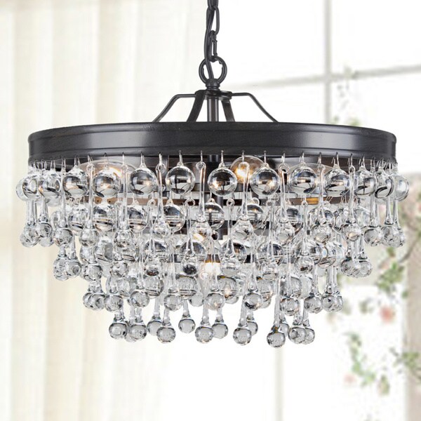 Shop Claudia 5-light Antique Black Glass Drop Chandelier - Free