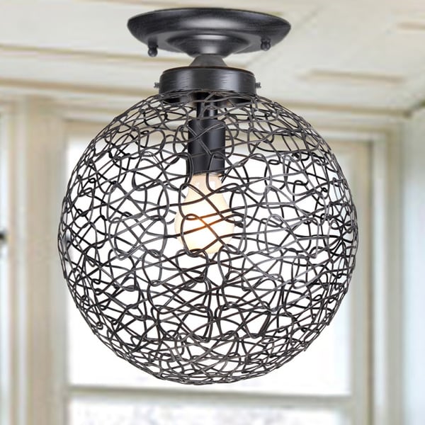 Bertha Single light Antique Bronze Chandelier with Iron and Handicraft