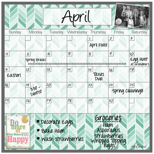 Herringbone Magnetic Dry Erase Monthly Calendar