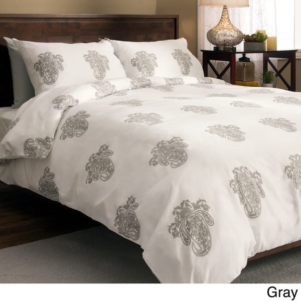 Roma Paisley Cotton Sateen 300 Thread Count 3 Piece Duvet Cover Set Overstock 9253278