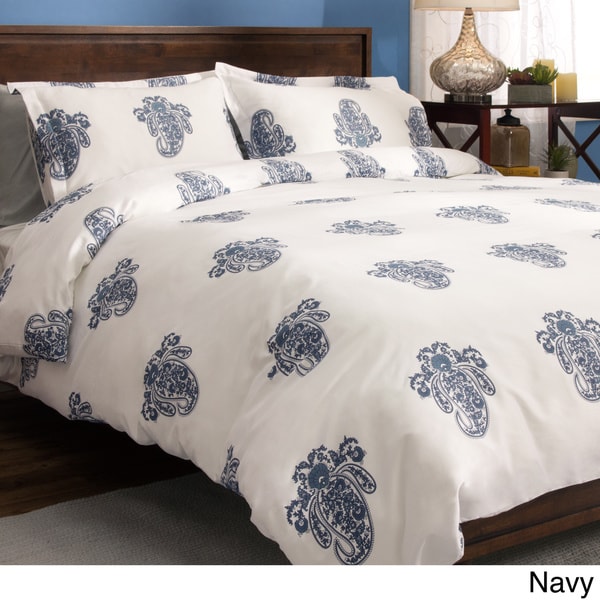 Roma Paisley Cotton Sateen 300 Thread Count 3 piece Duvet Cover Set