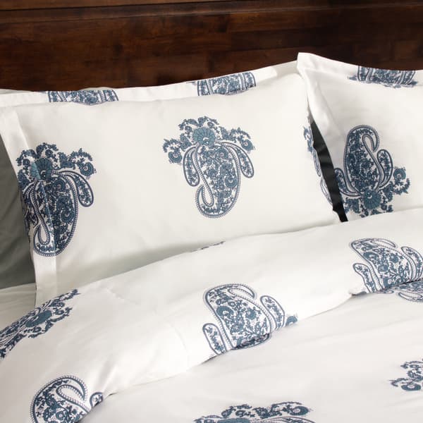 Roma Paisley Cotton Sateen 300 Thread Count 3 Piece Duvet Cover Set Overstock 9253278