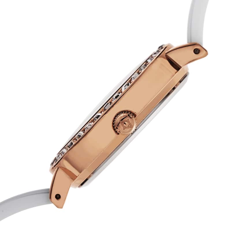 Akribos XXIV Women's Swiss Quartz Flower Design Dial Ceramic Rose-Tone Bracelet Watch