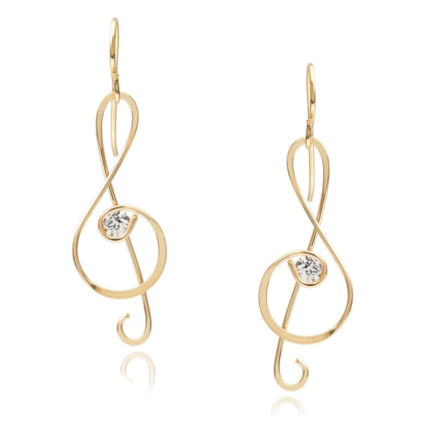 Journee Collection Sterling Silver Cubic Zirconia Music Note Earrings