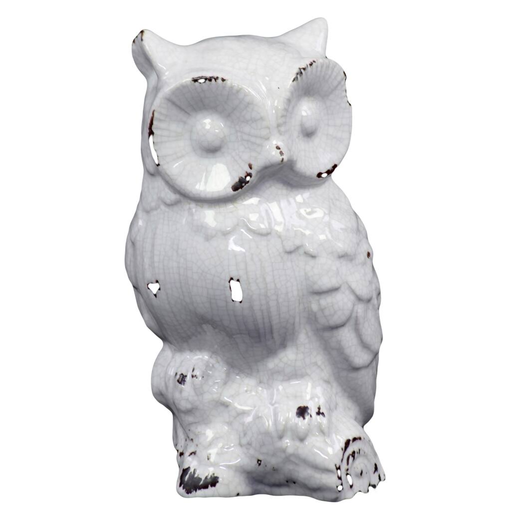 Antique White Ceramic Owl