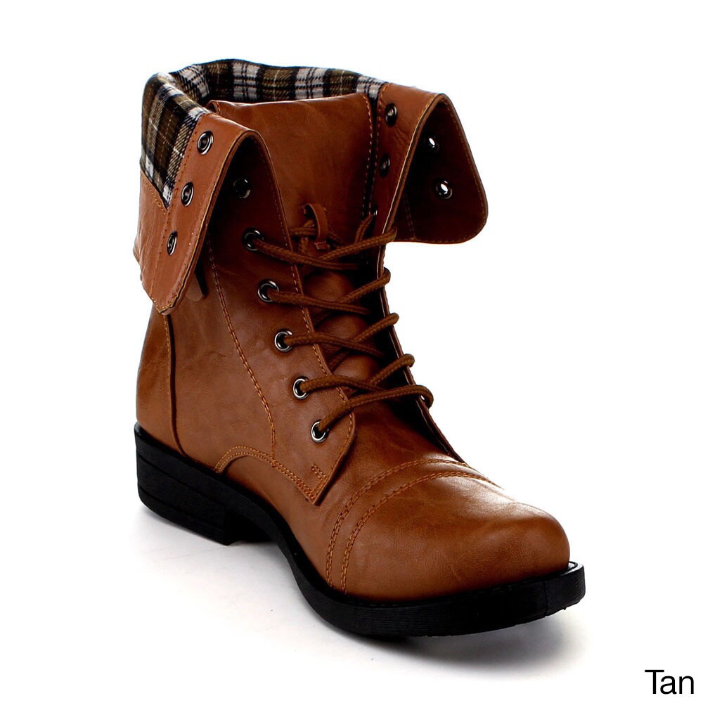 Anna Women's 'Tammy-12' Mid-Calf Cuffed Combat Boots
