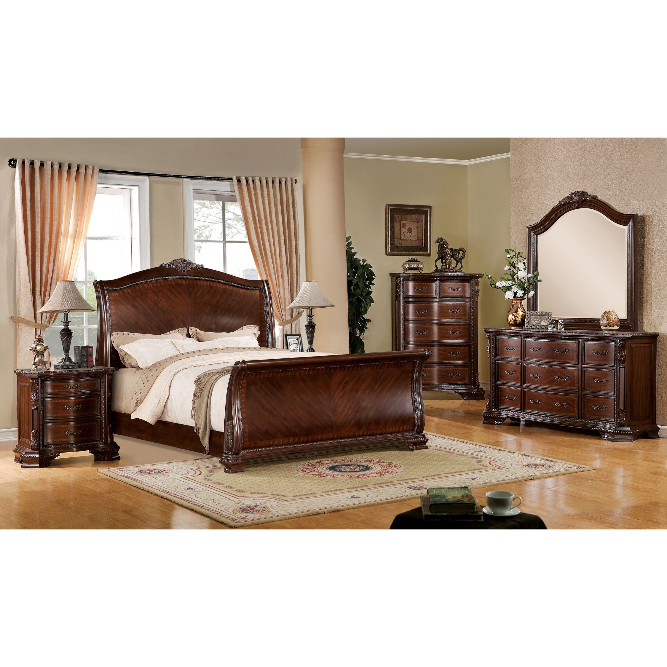Furniture Of America Eliandre Baroque Style 4 Piece Sleigh Bedroom Set