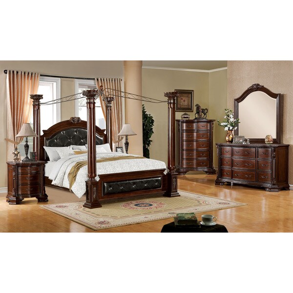 Shop Furniture of America Luxury Brown Cherry 4-Piece Baroque Style ...