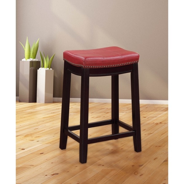 Shop Linon Manhattanesque Backless Counter Stool, Red Vinyl Seat On