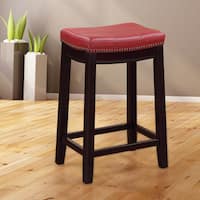 Linon Manhattanesque Backless Counter Stool, Red Vinyl Seat
