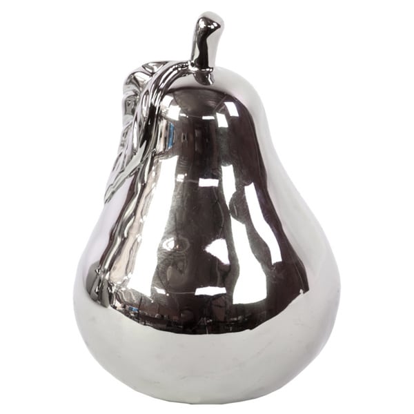 Silver Large Ceramic Pear