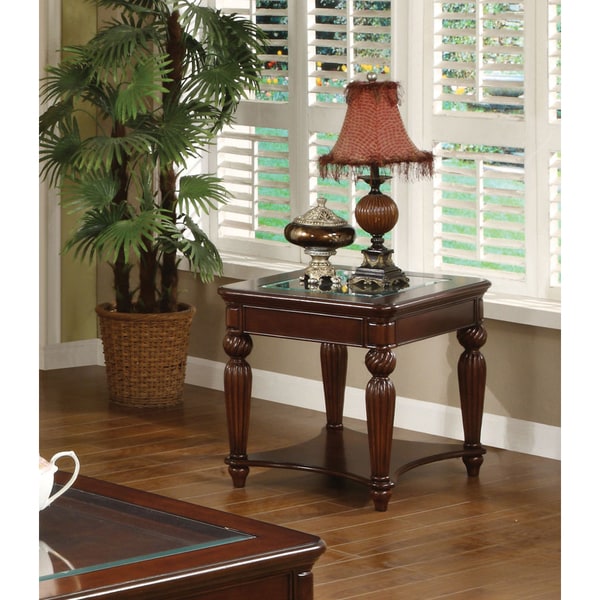 Furniture of America Morgan Beveled Glass End Table