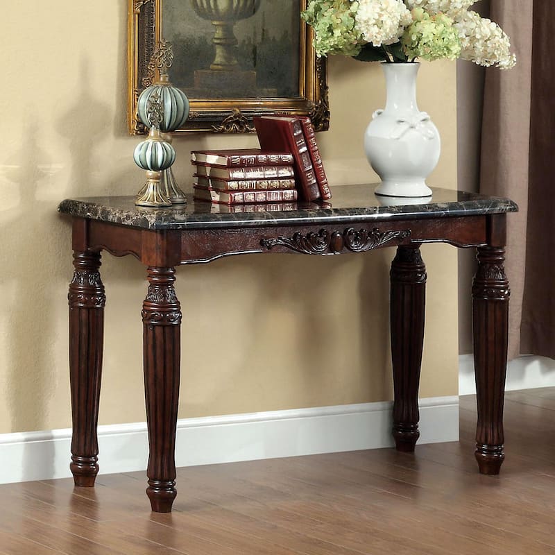 Haia Traditional Brown 48-inch Faux Marble Top 4-Piece Accent Table Set by Furniture of America