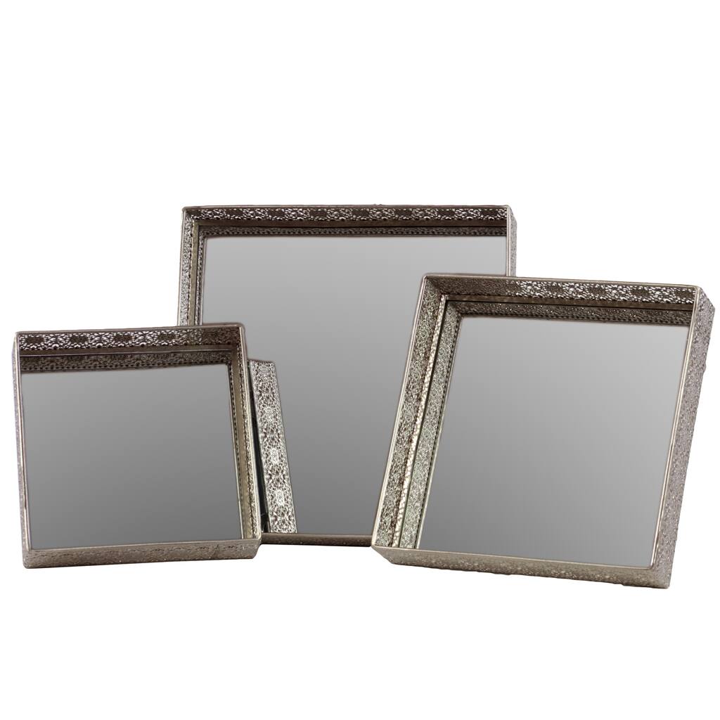 Metal Mirror/ Tray (Set of 3)
