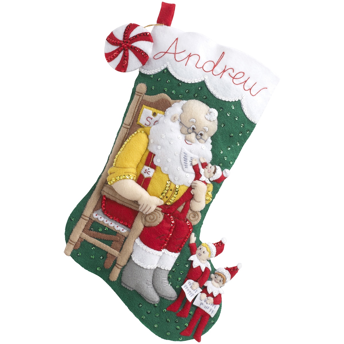 Bucilla Felt Stocking Applique Kit 18 Long-Santa And Winter, 1