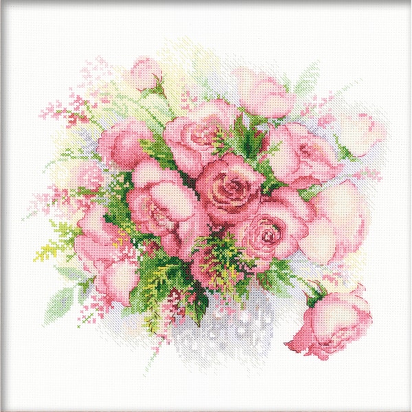 Watercolor Roses Counted Cross Stitch Kit-11.75
